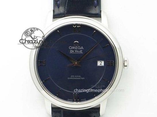 0207 Fashionable De Ville Prestige Real Power Reserve SS TW 1:1 Best Edition White Dial Blue Markers On Leather Strap A 8094